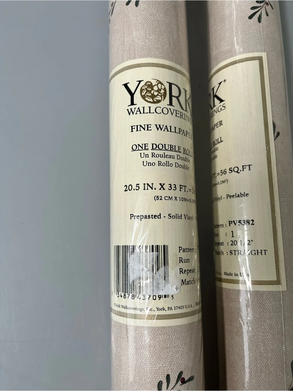 York Wallcoverings PV5382 Prepasted Solid Vinyl Wallpaper 2 Rolls Discontinued